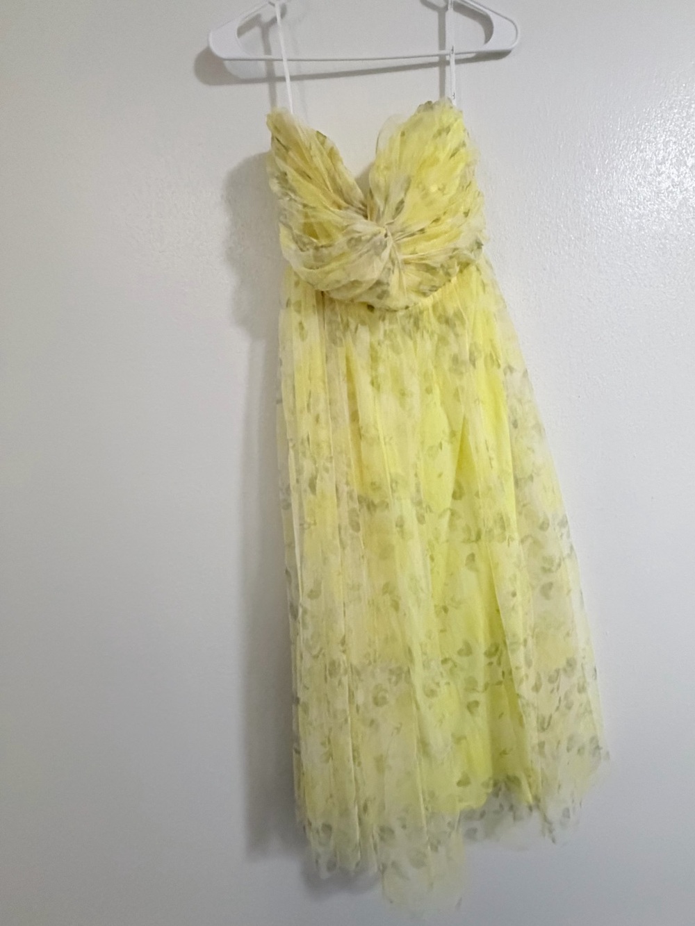 Lulu's Yellow Floral Midi Chiffon Dress